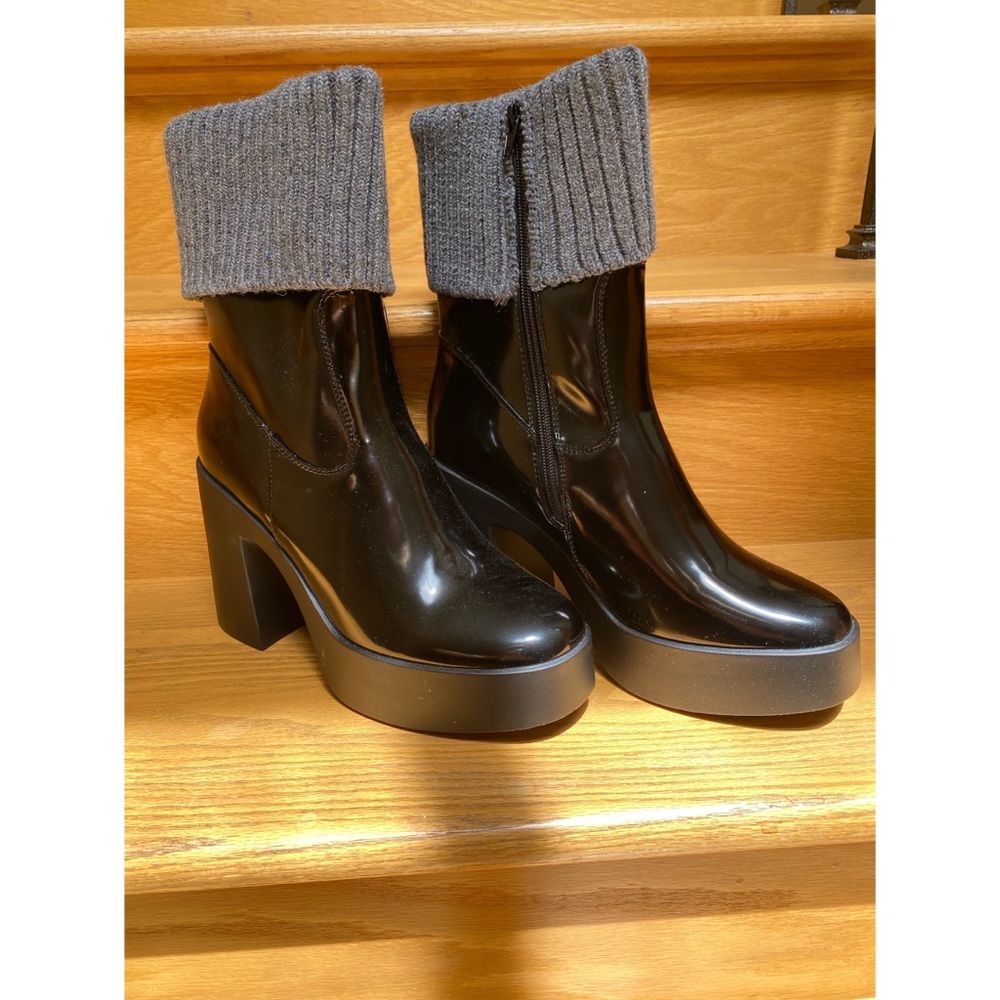 Just Fab Platform Rain Boot with Knit Detail